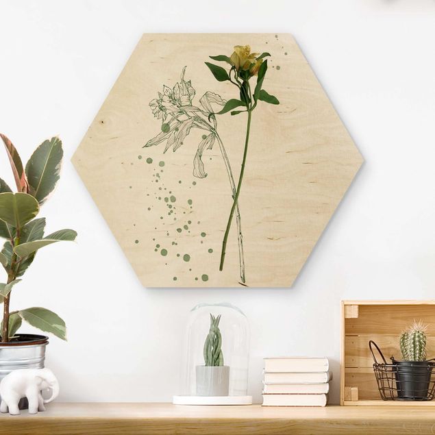 Cuadros de madera flores Botanical Watercolour - Lily