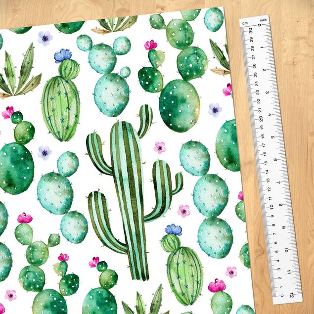 Papel adhesivo para muebles patrones Watercolour Cactus