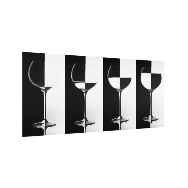 Paneles de vidrio para cocinas Wine Glasses In Black & White