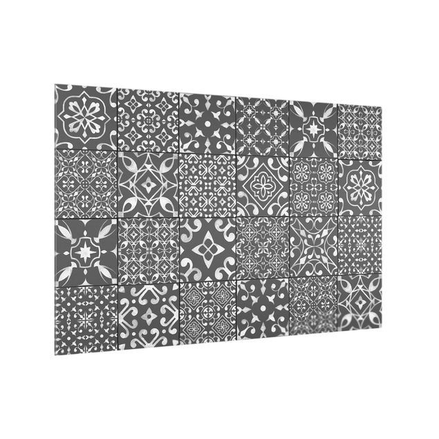 panel-antisalpicaduras-cocina Pattern Tiles Dark Gray White
