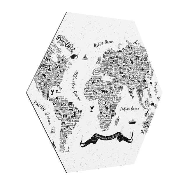 Cuadros modernos Typography World Map White