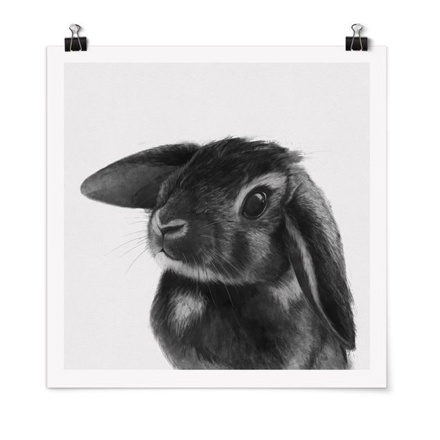 Póster animales Illustration Rabbit Black And White Drawing