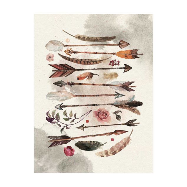 Alfombras de flores Boho Arrows And Feathers - Watercolour