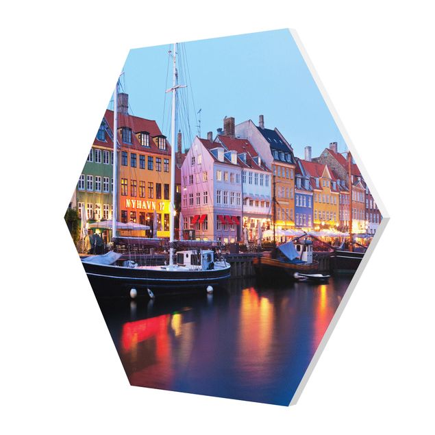 cuadros hexagonales Copenhagen Harbor In The Evening