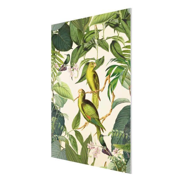 Cuadros plantas Vintage Collage - Parrots In The Jungle