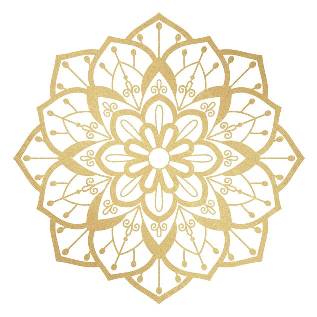 Vinilos mandalas pared Mandala Flower Pattern Gold White