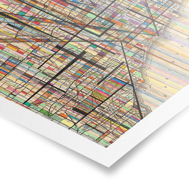 Cuadro multicolor Modern Map Of Chicago