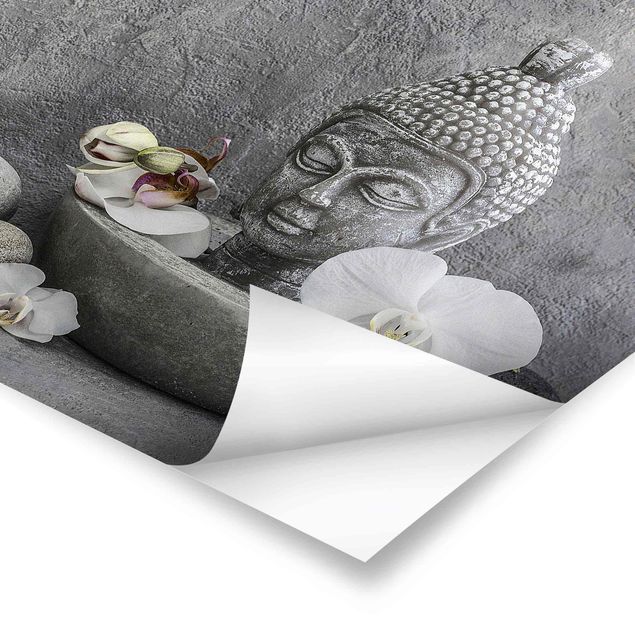 Cuadros Haase Zen Buddha, Orchid And Stone