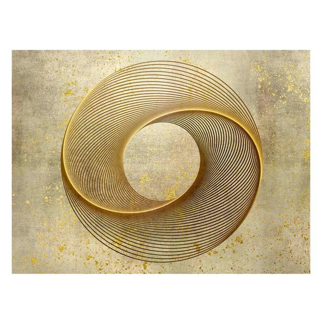 Láminas de cuadros famosos Line Art Circling Spirale Gold