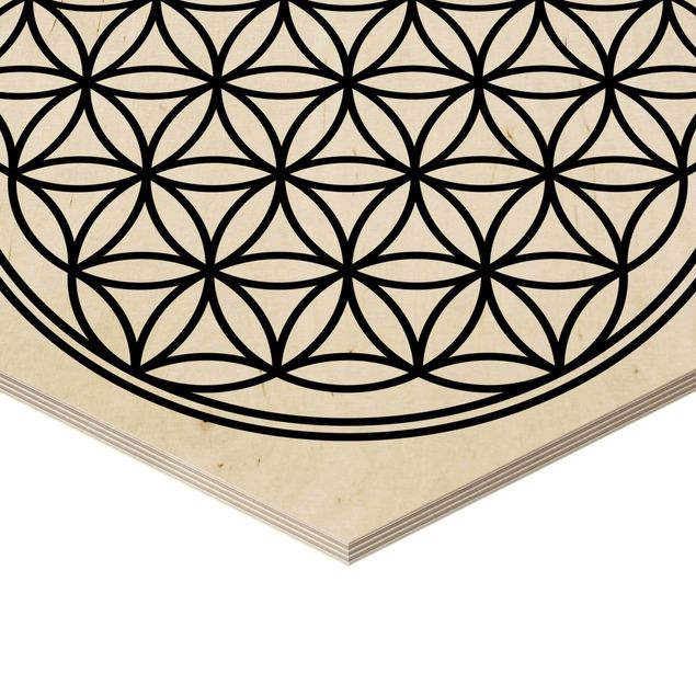 Hexagon Bild Holz - Blume des Lebens