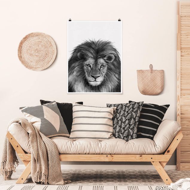 Decoración cocina Illustration Lion Monochrome Painting