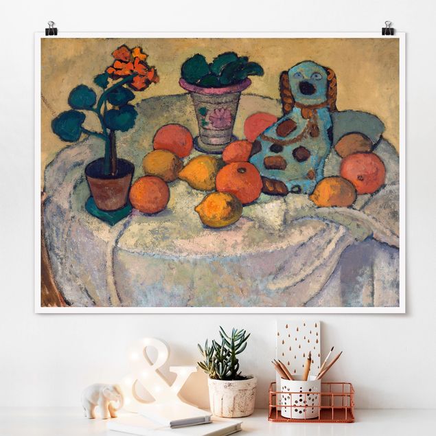 Cuadros de Expresionismo Paula Modersohn-Becker - Still Life With Oranges And Stoneware Dog