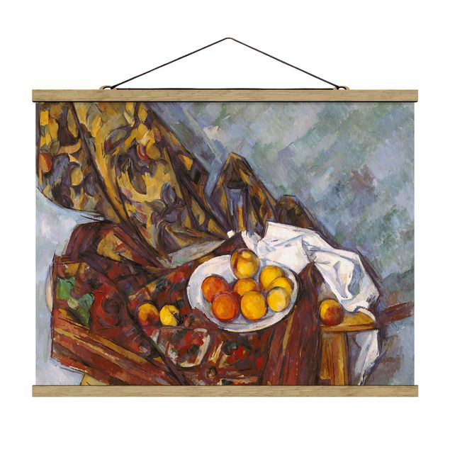 Láminas cuadros famosos Paul Cézanne - Still Life, Flower Curtain, And Fruits