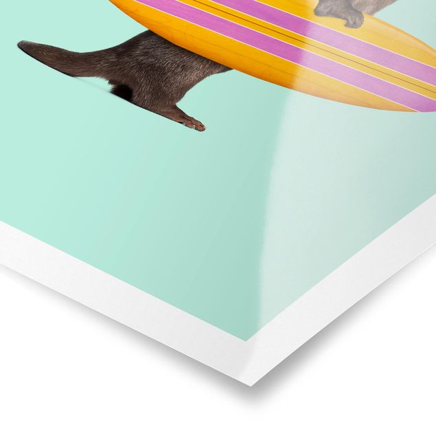 Cuadros en turquesa Otter With Surfboard