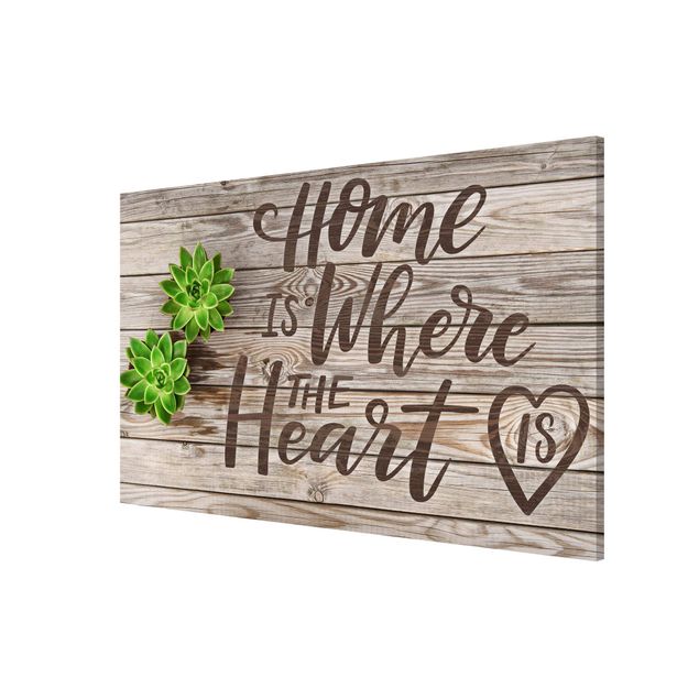 Tableros magnéticos frases Home is where the Heart is on Wooden Board