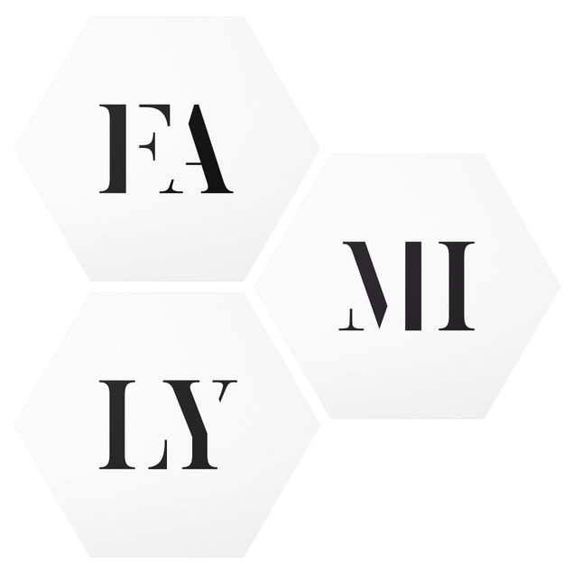 Cuadros con frases motivadoras Letters FAMILY Black Set I