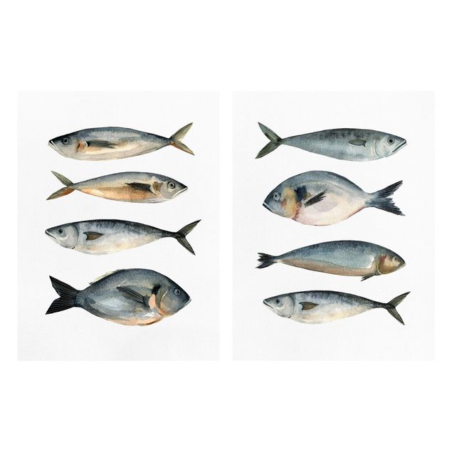 Cuadros decorativos modernos Eight Fish In Watercolour Set I
