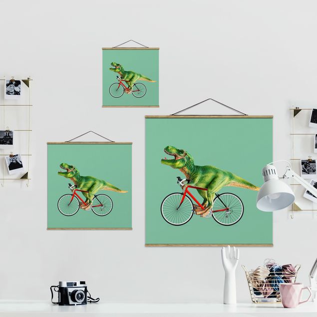 Cuadro verde Dinosaur With Bicycle