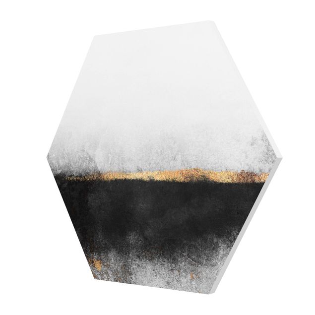 Cuadros Elisabeth Fredriksson Abstract Golden Horizon Black And White