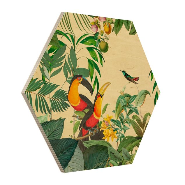 Cuadros de plantas Vintage Collage - Birds In The Jungle