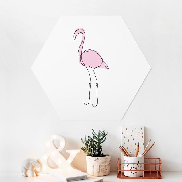 Decoración habitacion bebé Flamingo Line Art