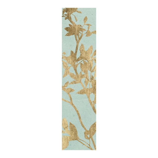 Paneles japoneses flores Golden Leaves On Turquoise II
