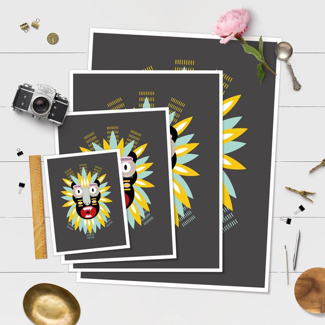 Láminas decorativas Collage Ethnic Mask - King Kong