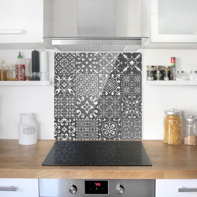 Panel antisalpicaduras cocina patrones Pattern Tiles Dark Gray White