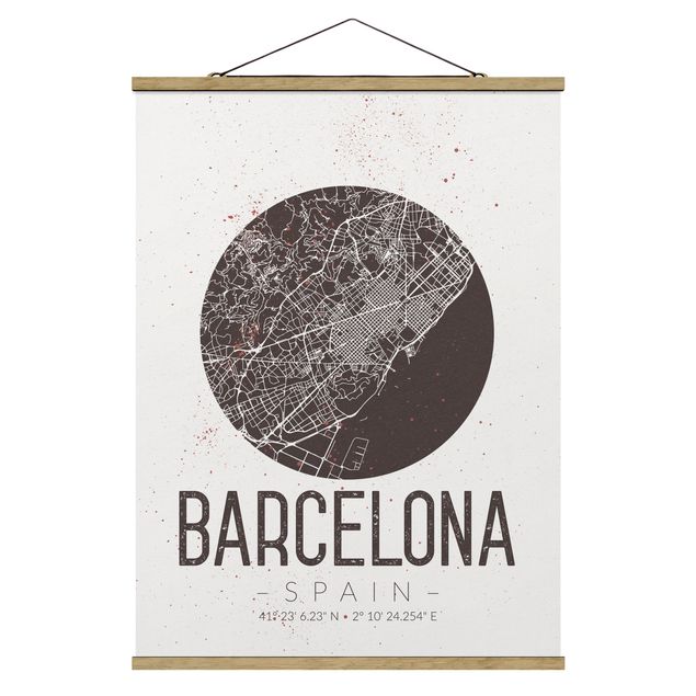 Cuadros con frases motivadoras Barcelona City Map - Retro
