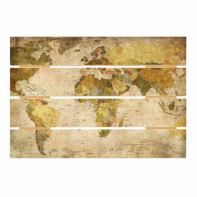 Cuadros de madera World map
