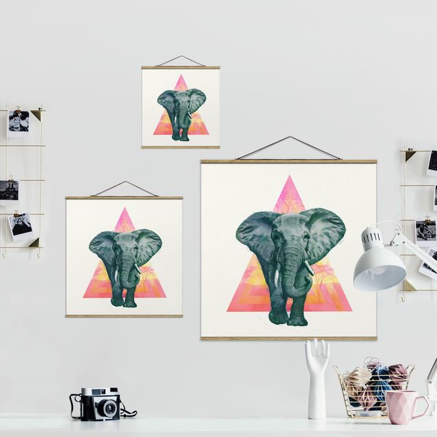 Cuadros multicolor Illustration Elephant Front Triangle Painting