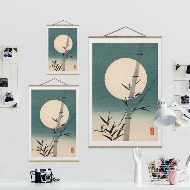 Cuadros decorativos vintage Japanese Drawing Bamboo And Moon