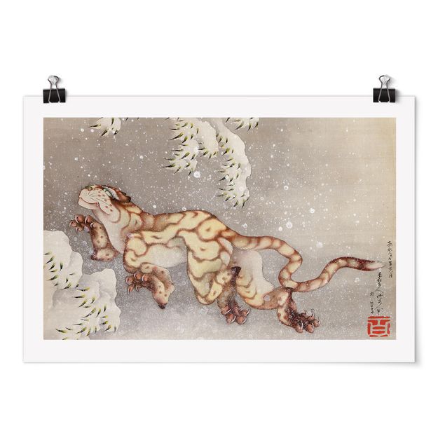 Tigres cuadro Katsushika Hokusai - Tiger in a Snowstorm