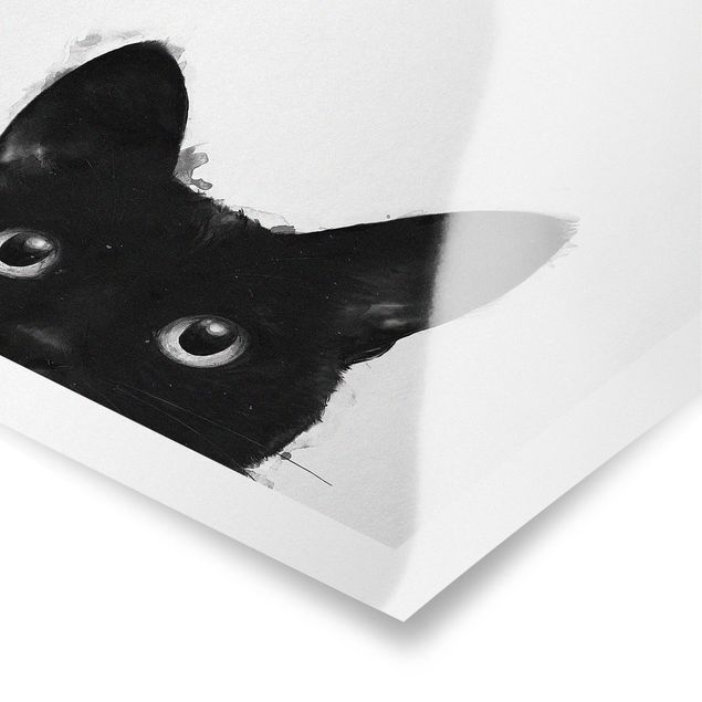Cuadro negro Illustration Black Cat On White Painting