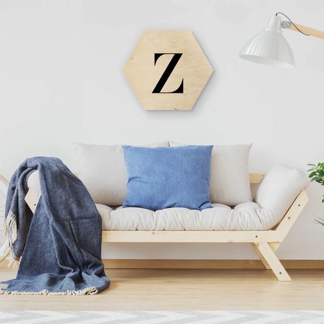 Cuadros de madera con frases Serif Letter Z White
