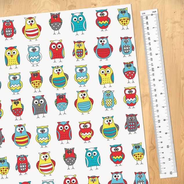 Láminas adhesivas Kids Pattern With Various Owls