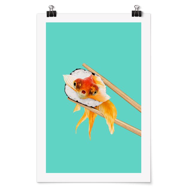 Póster de animales Sushi With Goldfish