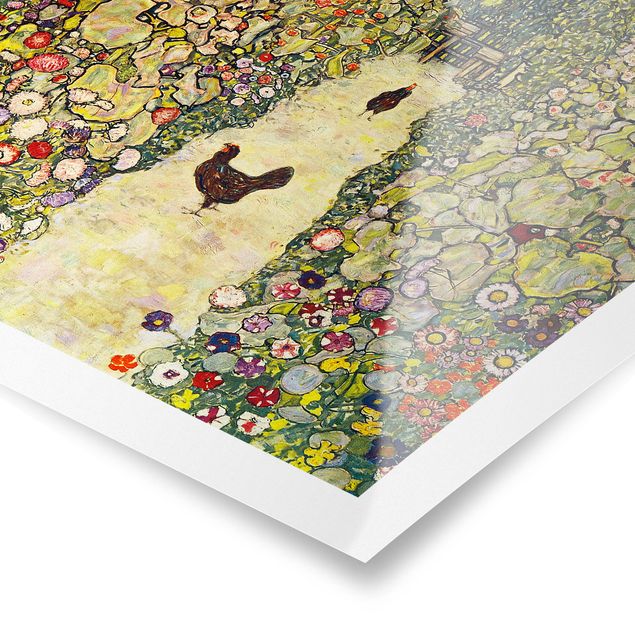 Láminas flores Gustav Klimt - Garden Path with Hens