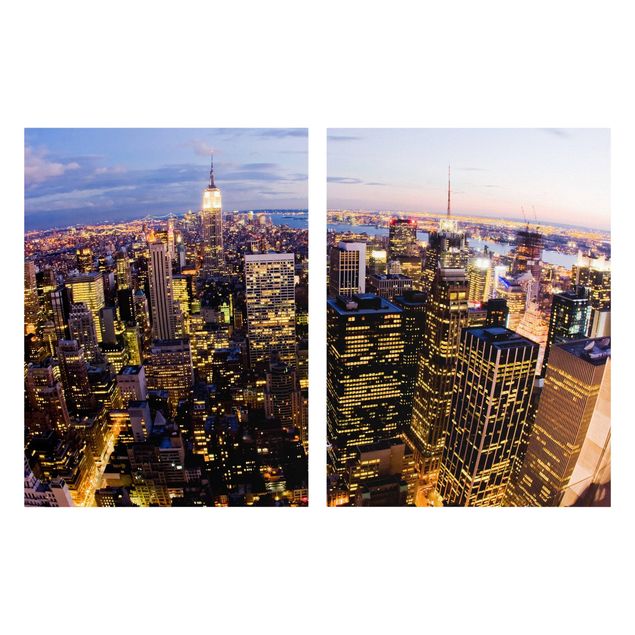 Lienzos ciudades del mundo New York Skyline At Night