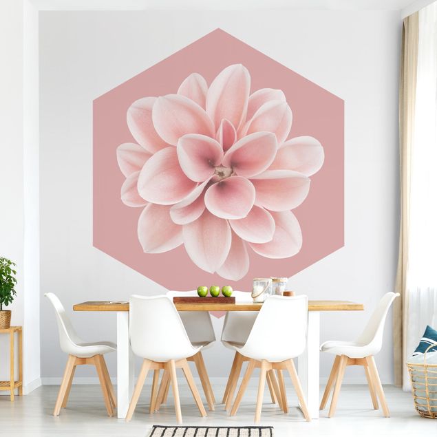 Papel pintado salón moderno Dahlia On Blush Pink