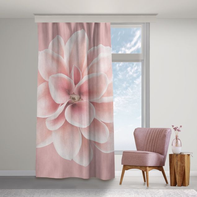 cortinas para sala modernas Dahlia Pink Blush Flower Centered