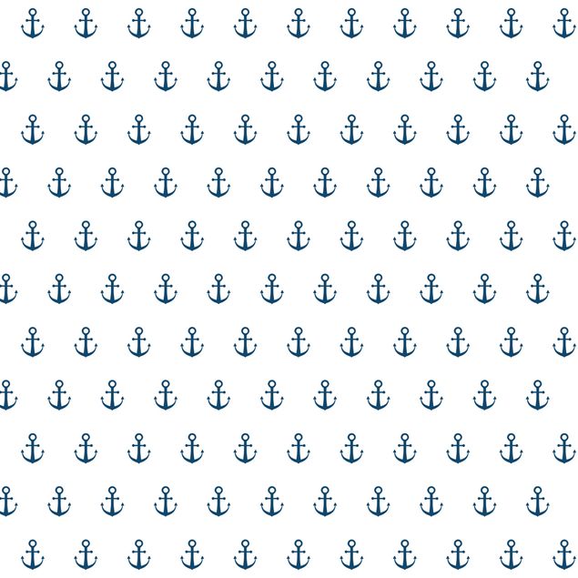 Láminas adhesivas Maritime Anchor Monogram Pattern In Blue On White