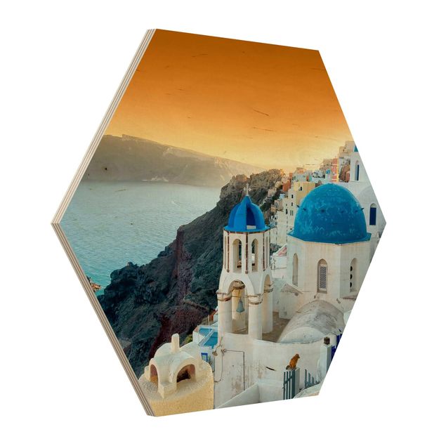cuadros hexagonales Santorini Sunset