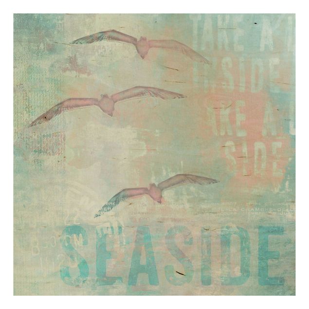 Cuadros de madera con frases Shabby Chic Collage - Seagulls