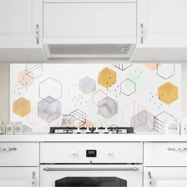 Panel antisalpicaduras cocina patrones Hexagonal Scattering I
