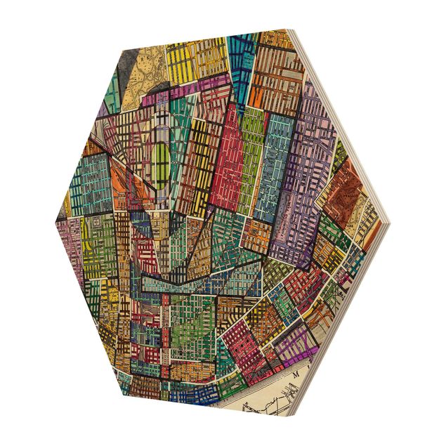 Hexagon Bild Holz - Moderne Karte von St. Louis