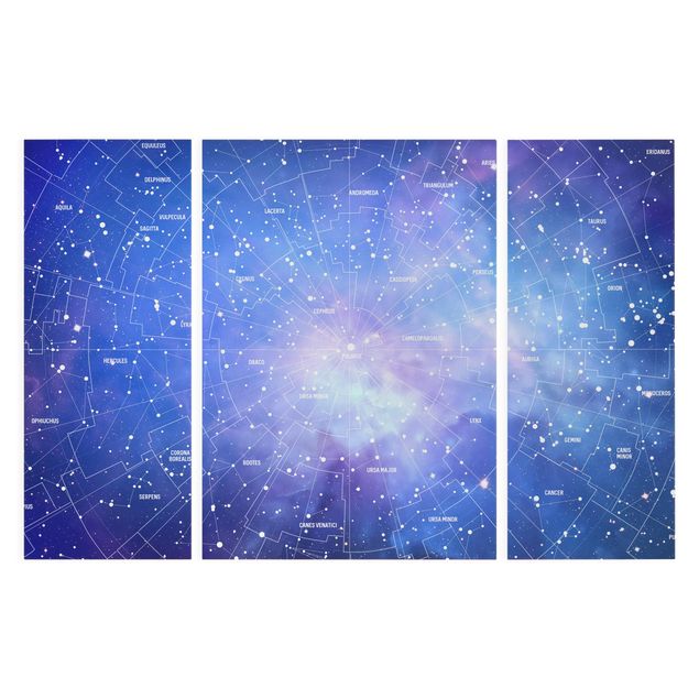 Cuadros en tonos azules Stelar Constellation Star Chart