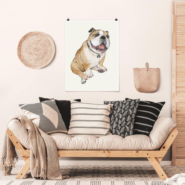 Póster cuadros famosos Illustration Dog Bulldog Painting