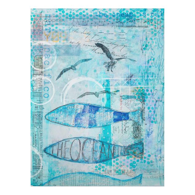 Cuadros de peces modernos Colourful Collage - Blue Fish