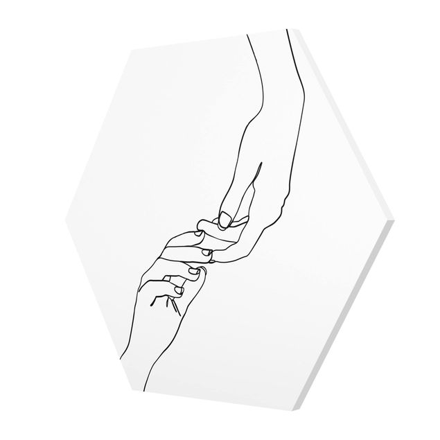 Cuadros en blanco y negro Line Art Hands Touching Black And White